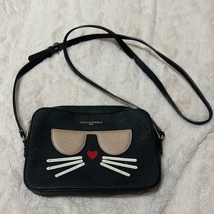 Karl Lagerfeld Maybelle cat crossbody purse - black